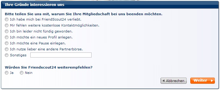 Lovescout profil löschen Lovescout profil löschen