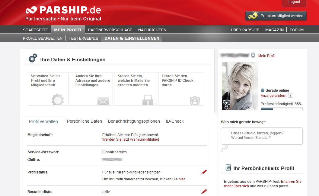 Für mitglieder login parship Michverlieben de